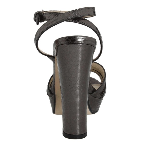 KORS Michael Kors ISABELLA Strappy Platform Pump Heel Gunmetal/Snake 6/8.5 New - Picture 5 of 7